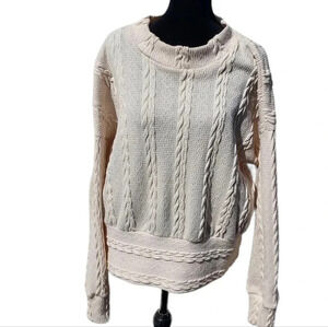 June & Hudson Cable Knit Sweater Cream Colored Size XLarge
